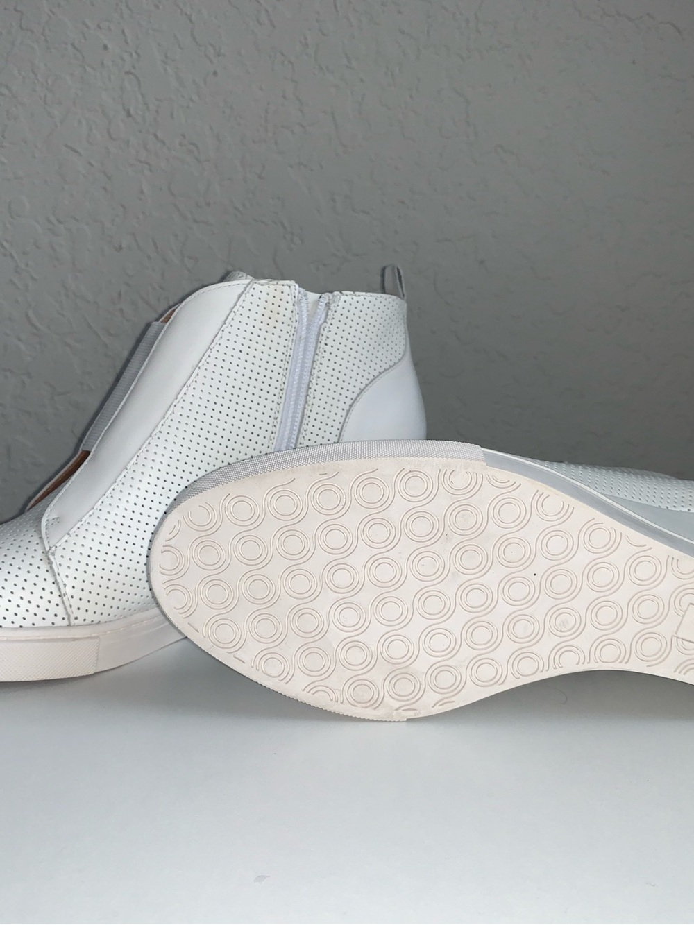 Paolo White Perforated Wedge Sneaker Boots - Picture 2 of 6